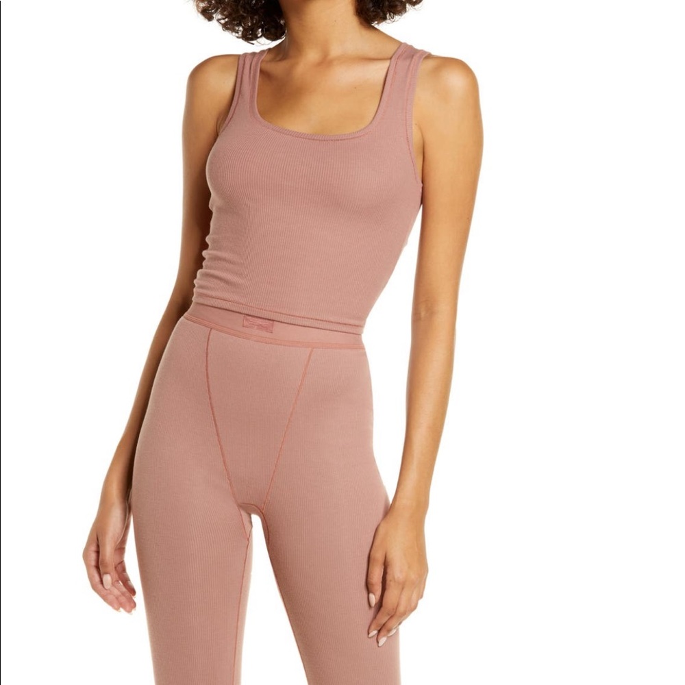SKIMS cotton rib tank top rose clay XS